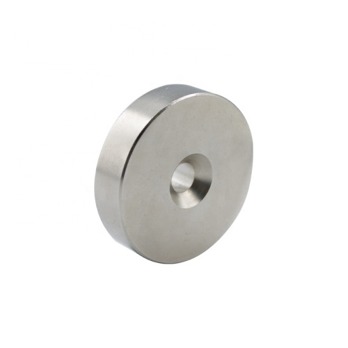 Round rare earth hard magnet with countersunk hole