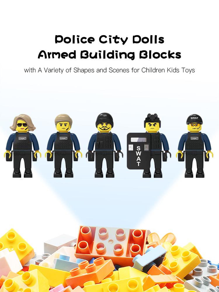 12PCS/Set Police City Dolls Armed Building Blocks with A Variety of Shapes and Scenes for Children Kids Toys