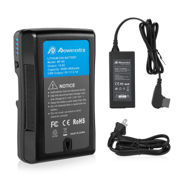 6600MAH 95WH 14.8VVマウントVロックカメラバッテリーD-TAP充電器 - 独立5V/2.1A USB出力