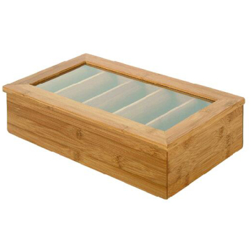 Bamboo Tea Bag Storage Box with 5 compartments