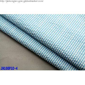 100% Cotton Blue/white Striped Seersucker  Yarn Dyed Fabric