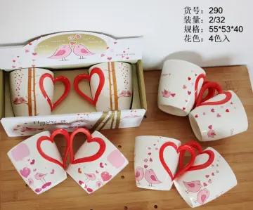 Personalized Mug Set with Heart Shaped Handle