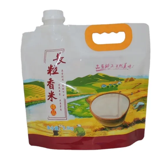 Custom Stand-Up Plastic Rice Grain Bag with Spout Pouch and Secure Gravure Printing for Food Packaging