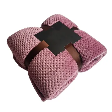 Super Soft Light Weight Coral Fleece Warm Throw Blanket Solid Color Jacquard Flannel Blanket
