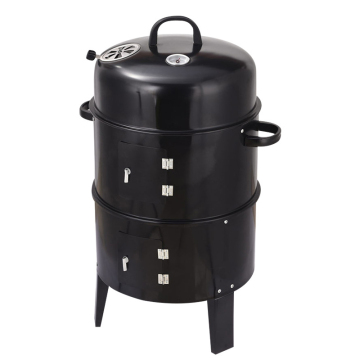 3-in-1 Outdoor Patio Black Smoke Oven Braised Grill round Charcoal BBQ Grills