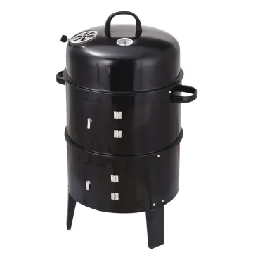 3-in-1 Outdoor Patio Black Smoke Oven Braised Grill round Charcoal BBQ Grills