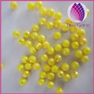 wholesale yellow 6mm Bulk chunky acrylic faceted AB earth ball beads
