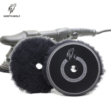 North Wolf Black buffing wool pad 6inch 100% wool material dual action polisher pads for car polish