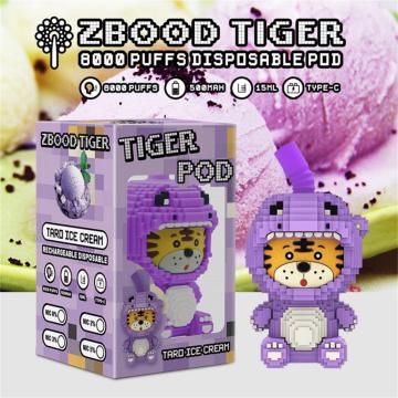 New Coming Disposable Vape Zbood Tiger 8000Puffs Pod