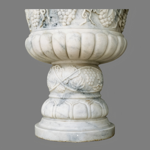 Artisanal Marble Flowerpot with Grapevine Relief