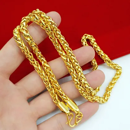 18K Gold Chopin Dubai Men's Necklace: Solid Brass Flat Head Design, Perfect for Weddings and Gifts