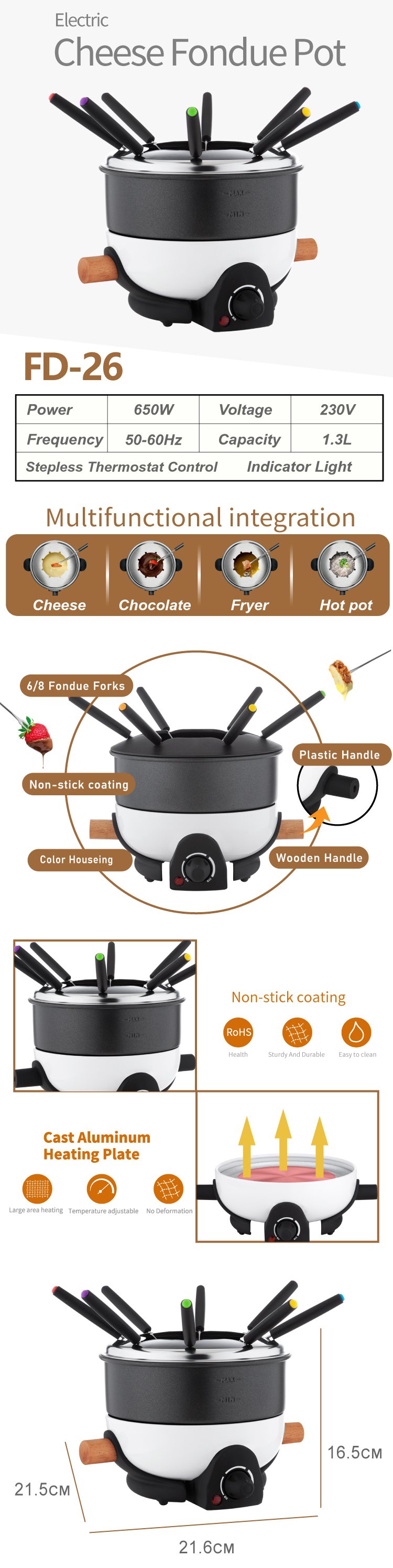 Fondue Set For Wooden Handle And 8 Forks 1