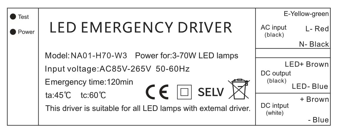 3-70W kit de emergencia