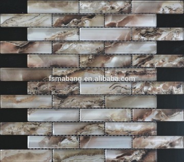 MB2398-1 Canada Popular 1 inch by 4 inch glass wall tile marble mosaic tile