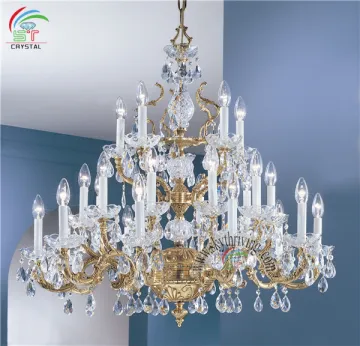 big size Church style palace style candle crystals chandelier brass crystal chandelier