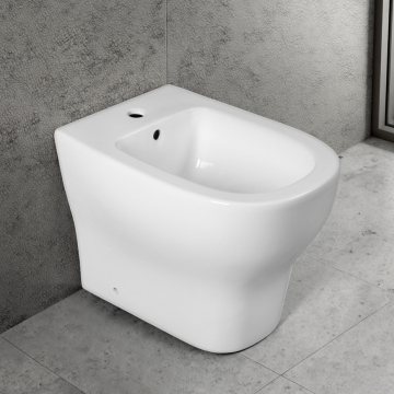 Modern White Ceramic Floor-Mounted Bidet for Hotel Bathroom
