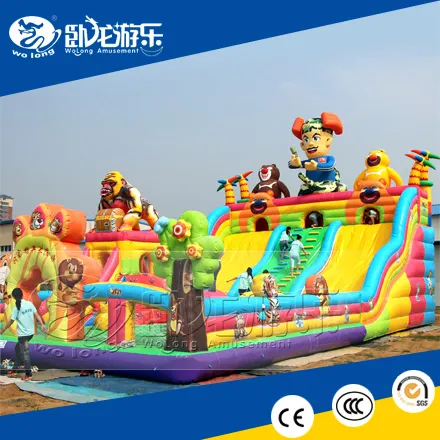 new design custom cartoon inflatable slide