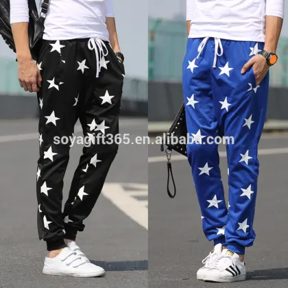 Men's Star Loose Harem Pants Drawstring Sport Trousers Sweatpants