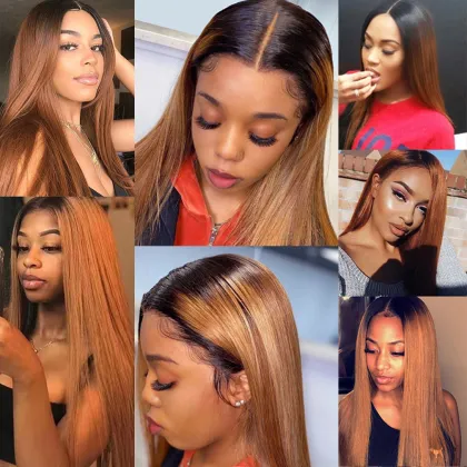 U Part Wigs Human Hair Brazilian 1b-30 Hair Straight Wigs For Black Women Glueless Remy Hair Wig