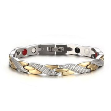 Hot Sale Gold Silver Snake Skin Healing Energy Bracelets Titanium Stainless Steel Therapy Bangles for Men