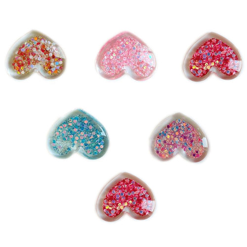 Kawaii Glitter Stars Heart Flatback Resin Cabochons Ornament Embellishments for Craft Scrapbooking Jewelry Making