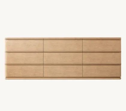 French Luxury Modern Oak Ligne 9-Drawer Dresser for Bedroom and Living Room
