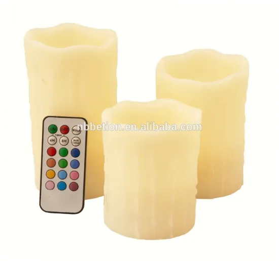 Paraffin Wax Dripping Round Pillar Flameless Multi-color LED Candle with Remote colorReal Wax Color Changing Flameless Candles |