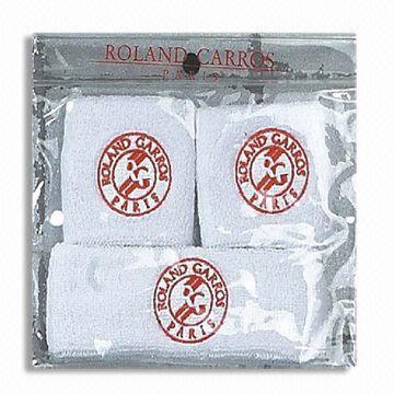 100% Cotton Terry Wristband and Headband Set with Embroidered Logo