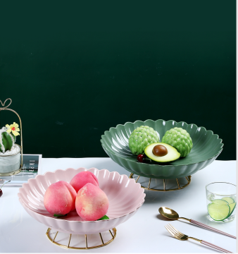 serving tray with antique metal stand