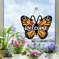 Monarch Butterfly Hoş Geldiniz Ahşap Asma Tabelası