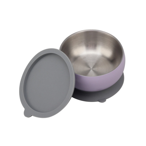 Baby Feeding Bowl with Silicone Base and Lid