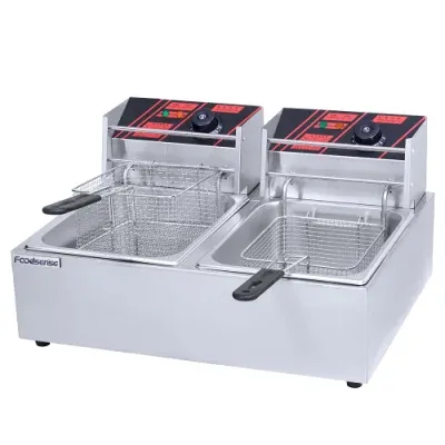 2021factory Directly Electric Deep Fryer 10L+10L Stainless Steel with Temperature Control 2 Tank 2 Basket French Fries