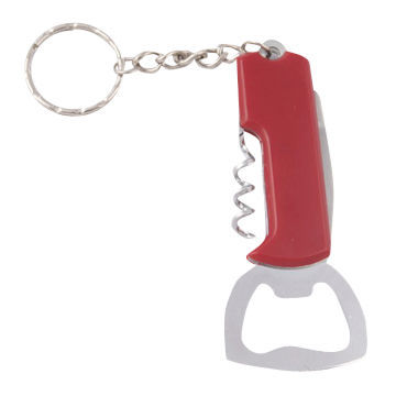 Multifunction Bottle Opener for Wine and Beer, with Keychain, Customized Logos are Accepted