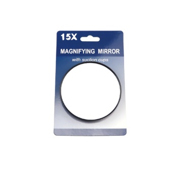 Amazon Hot Selling RTS Magnifying Glass: 5X, 10X, 15X Power, 8.8cm Round Mirror with Paper Card and Two Double Suction Cups - Plastic Frame
