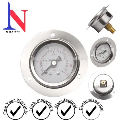 Oil filled back mouthing pressure gauge meter