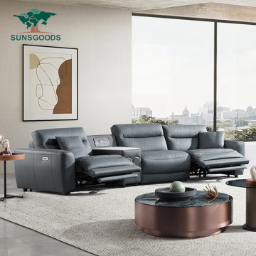 Luxury Leather Reclining Sofa Set for Living Room and Home Cinema