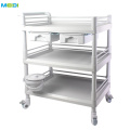 Stainless Steel Medical Hand Push Trolley Emergency Utility Mobile Dressing Cart for Hospitals