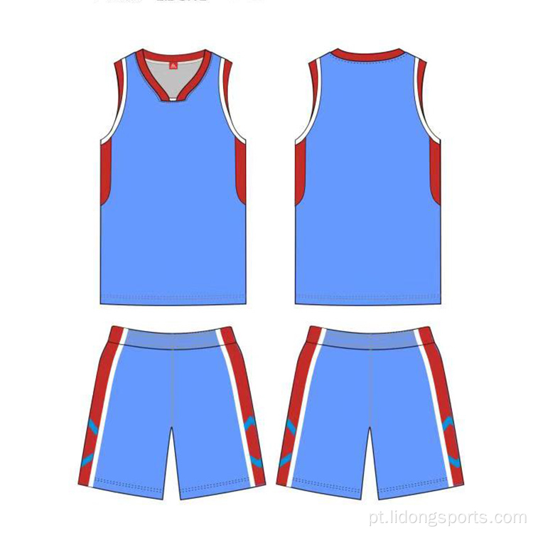 O uniforme de basquete usa camisa de basquete juvenil e shorts