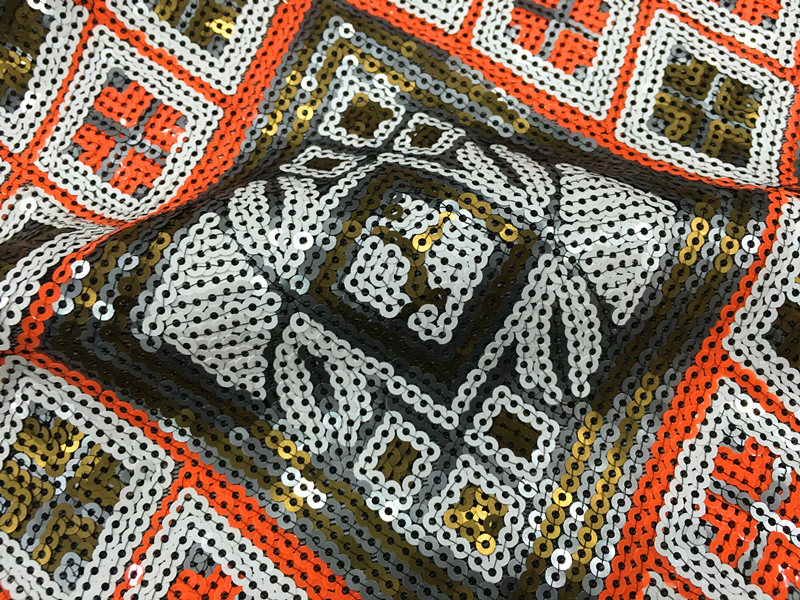 Luxury Multicolor Geometry Sequin Embroidery 