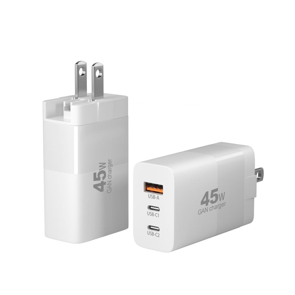 3-Port Gan Charger 45W الهاتف المحمول الهاتف المحمول شاحن سريع