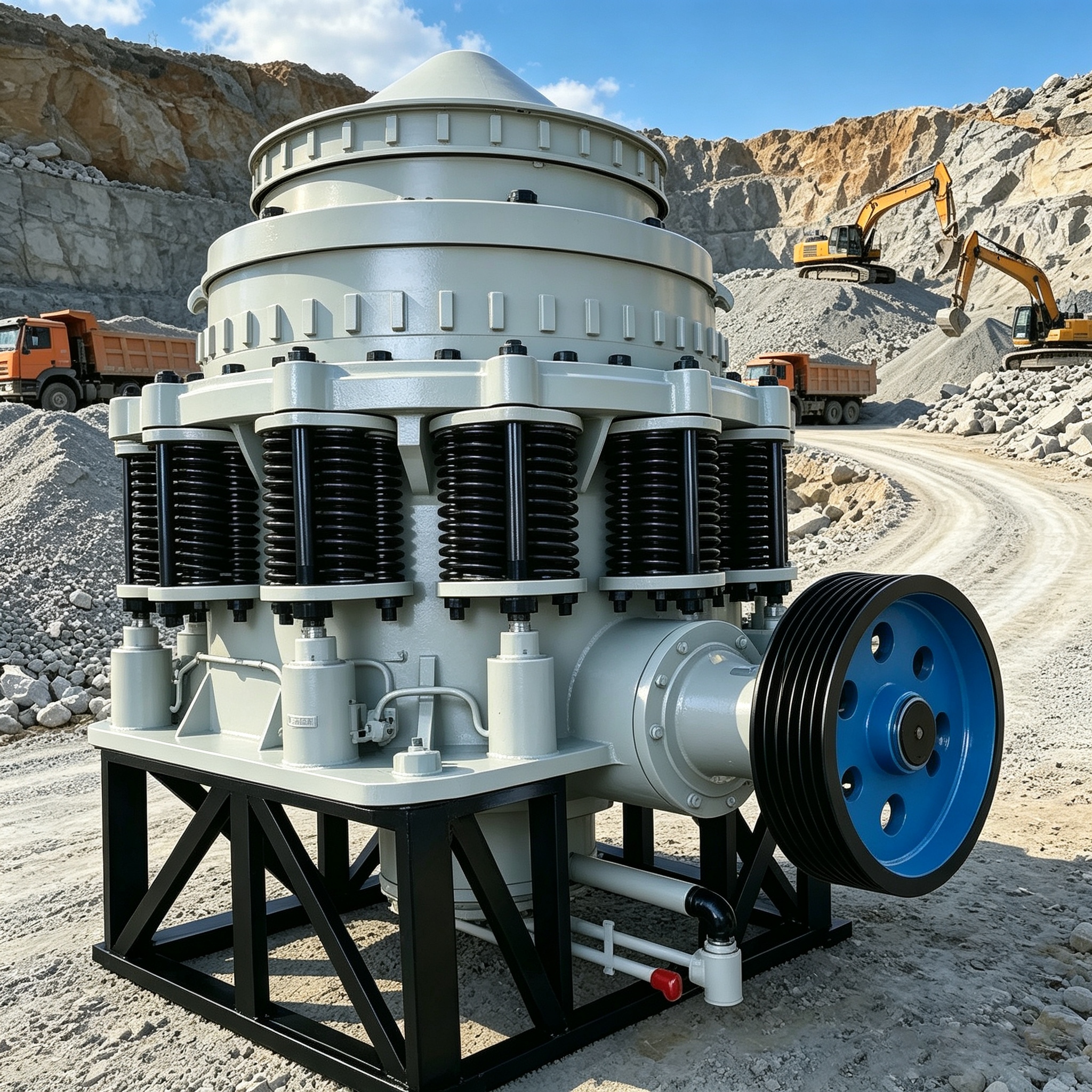 Fixed spindle cone crusher
