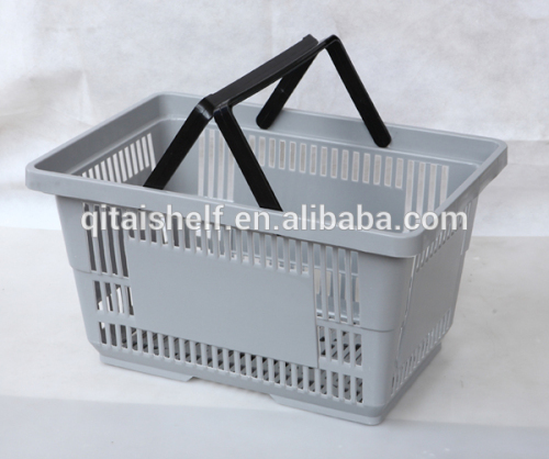 2014 best seller Plastic gray shopping basket with two plastic handles