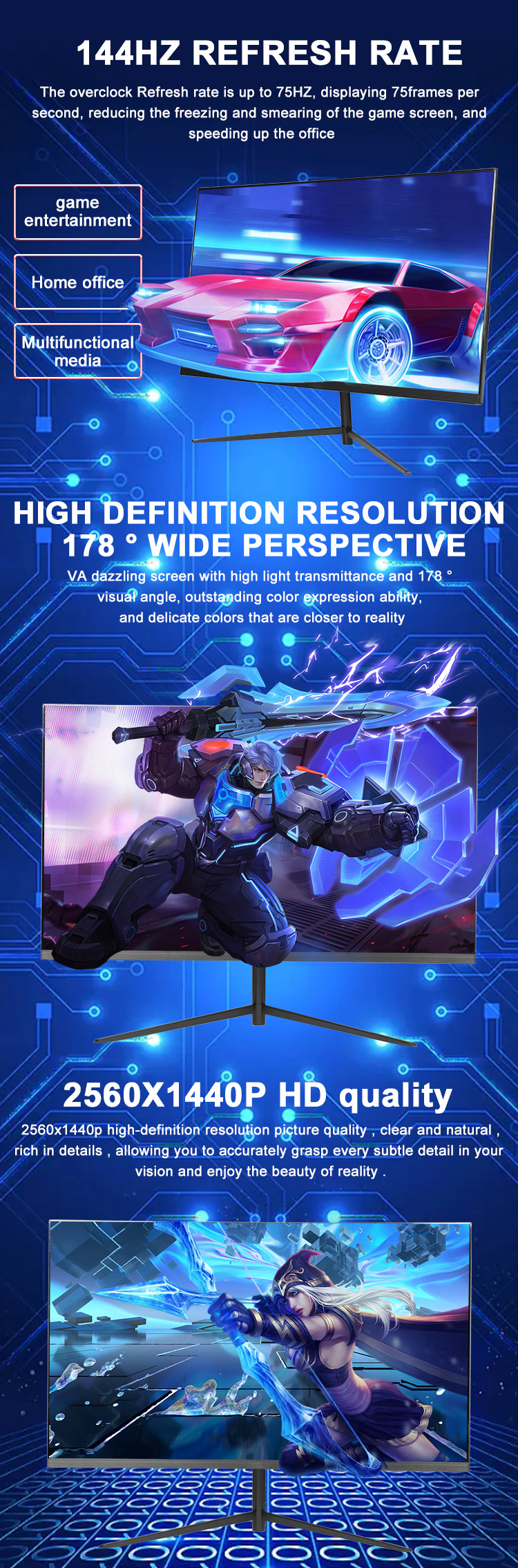 Chigo 27 Inch 1080p Gaming Monitor 144hz Led Display, High Quality ...
