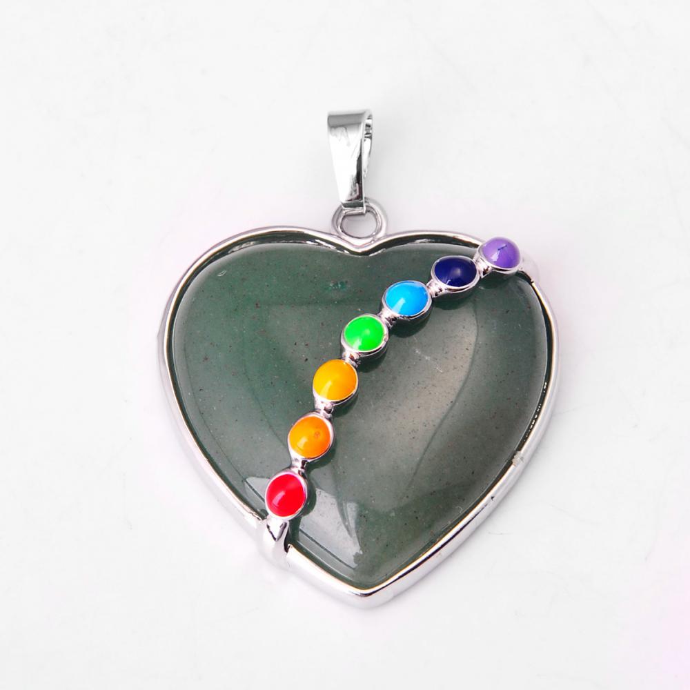 Pendentif coeur Aventurine Sept Chakras Gemstone Vert