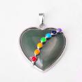 Seven Chakras Gemstone Green Aventurine Heart Pendant