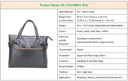 High Quality Men Black Designer Leather Business Handbags