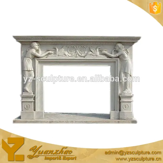 natural stone carved a love couple statue fireplace mantel