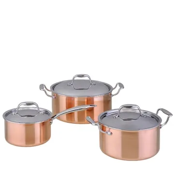 Copper Cookware Set - OEM 3 Ply Pot and Pan Set for Home Kitchen Cooking