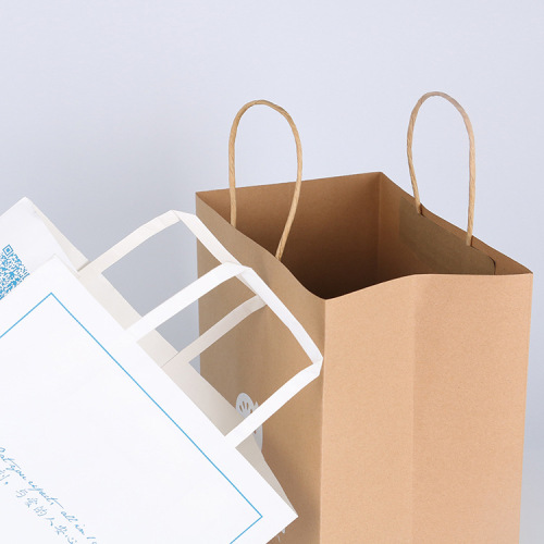 custom flat bottom kraft paper bag with handle