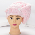 Microfiber long plush coral fleece hair drying turban